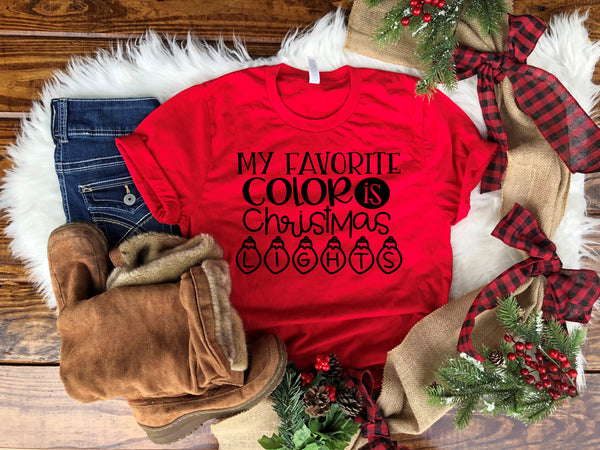 MY FAVORITE COLOR IS CHRISTMAS LIGHTS SINGLE COLOR SCREEN PRINT