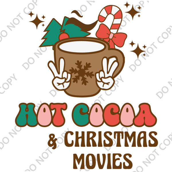 HOT COCOA AND CHRISTMAS MOVIES RETRO DTF PRINT