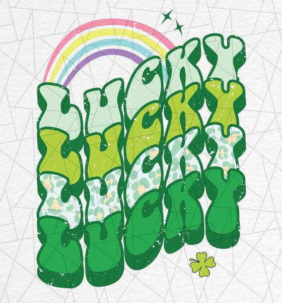 RAINBOW RETRO LUCKY STACKED DTF PRINT