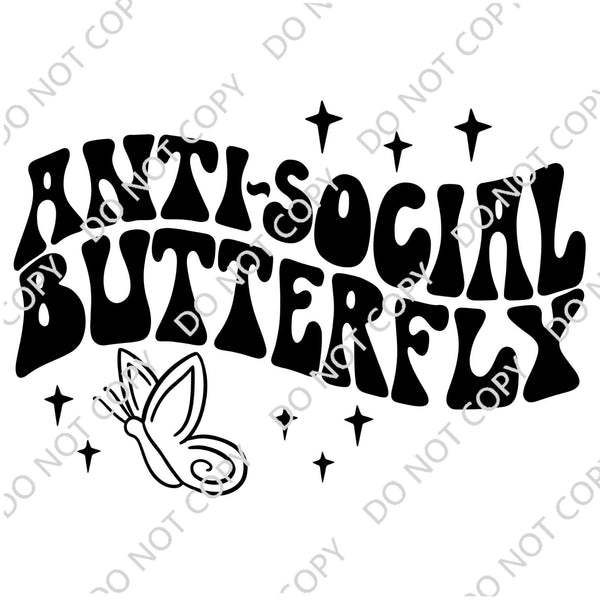 ANTI SOCIAL BUTTERFLY BLACK INK DTF PRINT-ADULT