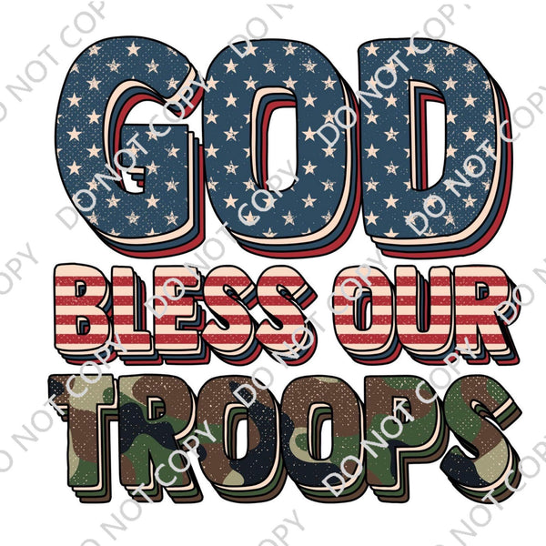 GOD BLESS OUR TROOPS DTF PRINT