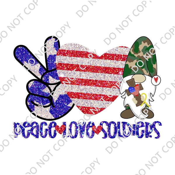 PEACE LOVE SOLDIER DTF PRINT