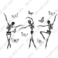 DANCING SKELETONS BLACK INK DTF PRINT-ADULT