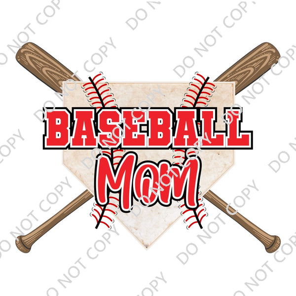 BASEBALL MOM ON PLATE DTF PRINT