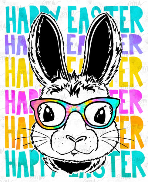 HAPPY EASTER RABBIT WITH GLASSES DTF PRINT