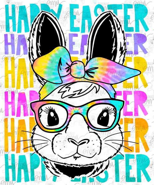 HAPPY EASTER RABBIT WITH BOW/GLASSES DTF PRINT